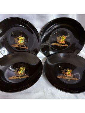 Vintage COUROC Anheuser Busch Black Bowls Set of 4